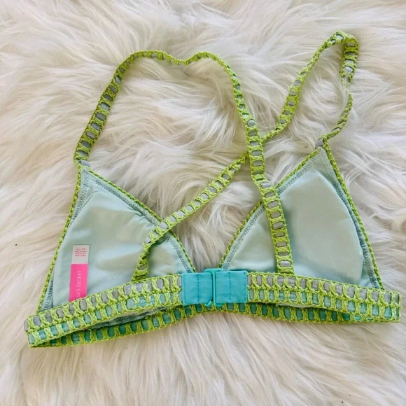 Victorias Secret two tone crochet triangle bikini top swimsuit - Picture 2 of 3